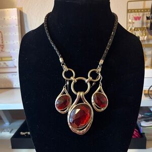 Vintage Red Pendant Necklace and earrings